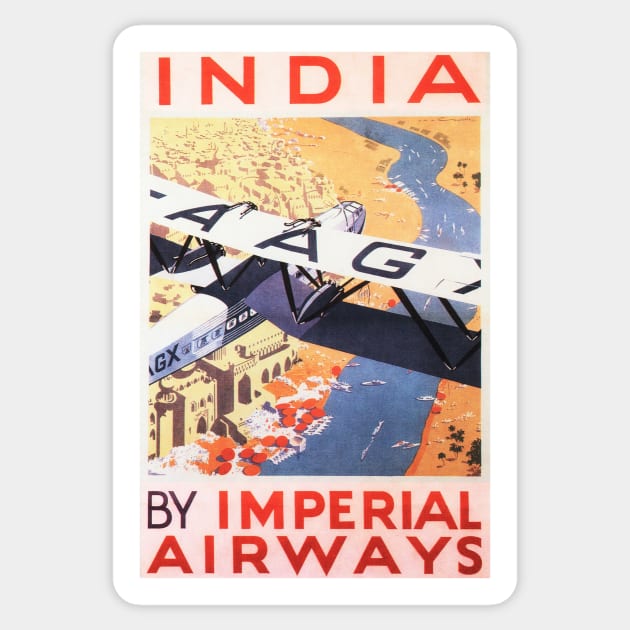 INDIA IMPERIAL AIRWAYS Advertisement British Airline Vintage Airplane Sticker by vintageposters